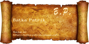 Batka Patrik névjegykártya